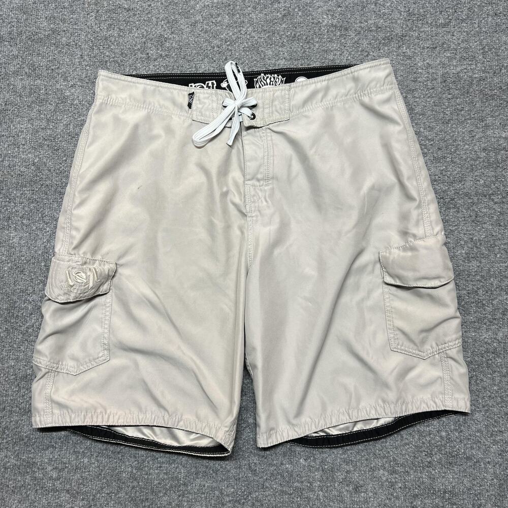 LOST Enterprises Board Shorts Mens 36 Beige Swim Trunks Cargo Quick Dry Pockets